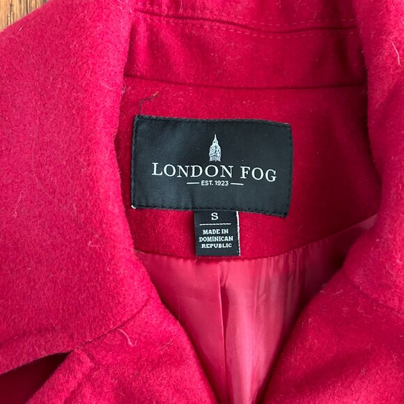 London Fog Classic Double Breasted Red Pea Coat w/ Matching Scarf - Size Small - Picture 6 of 7